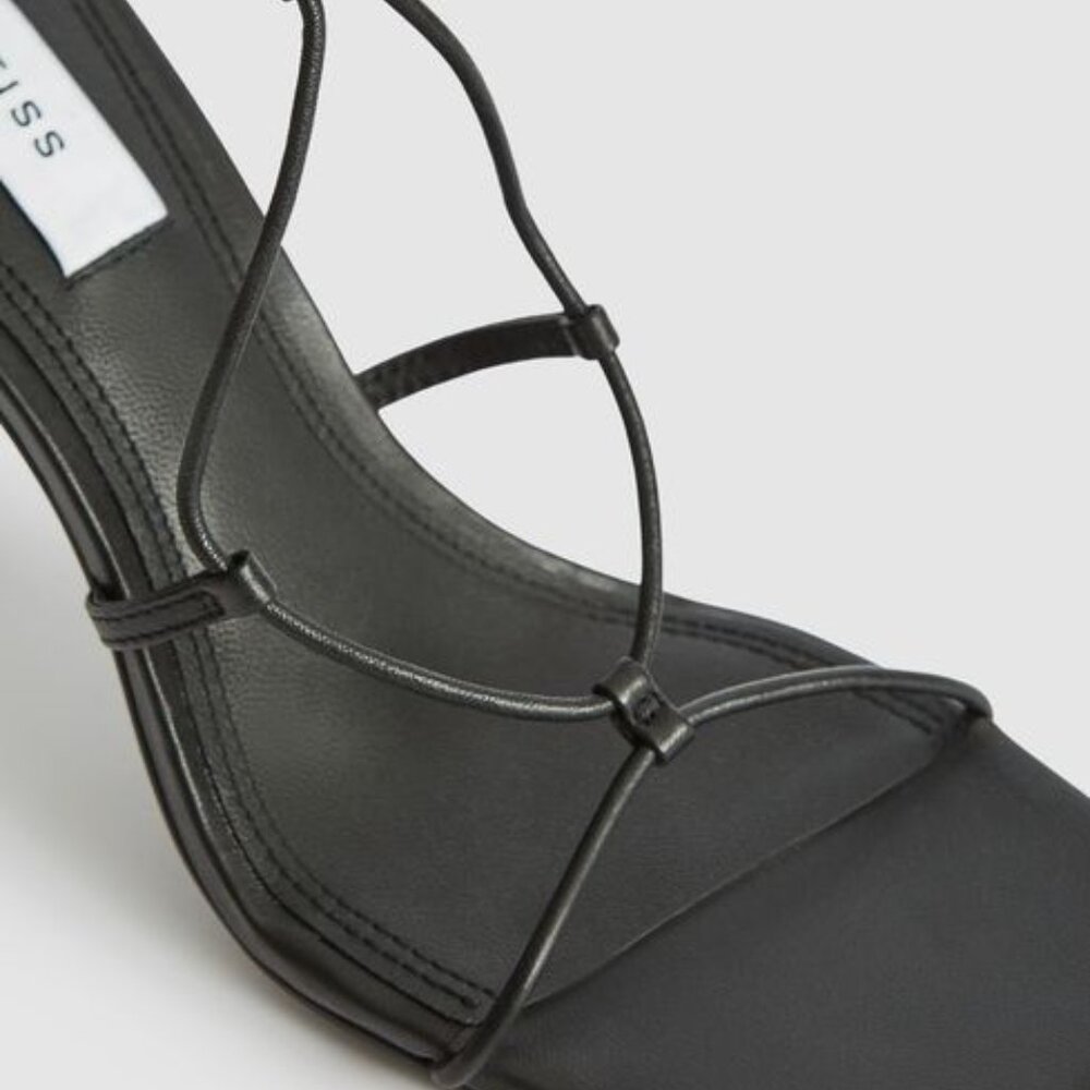 New REISS Kali Black Strappy Wrap Sandals Heels Eu 40 US 10 but Fits 9.5 - Picture 5 of 11